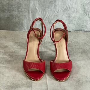 BCBGENERATION Lipstick Breach Leather Jaxina Textured Stiletto Sandals SZ 6